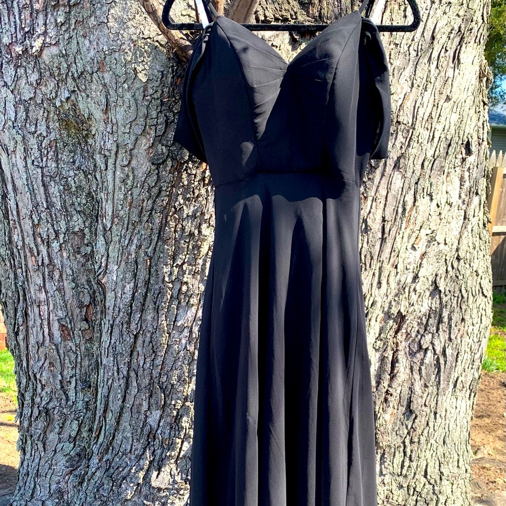 Black bridesmaid long chiffon dress